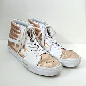 Custom SK8-HI White and Rose Gold Vans Size US Women 7.5